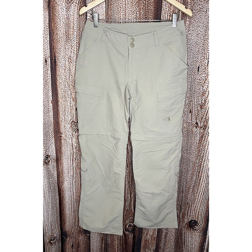 The North Face Womens Khaki Outdoor Hiking Convertible Nylon Pants Size 6